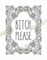 Adult Bitch Printable Coloring Please Word Swear Pages Curse Instant Digital Etsy Colouring Words Funny Description Make sketch template