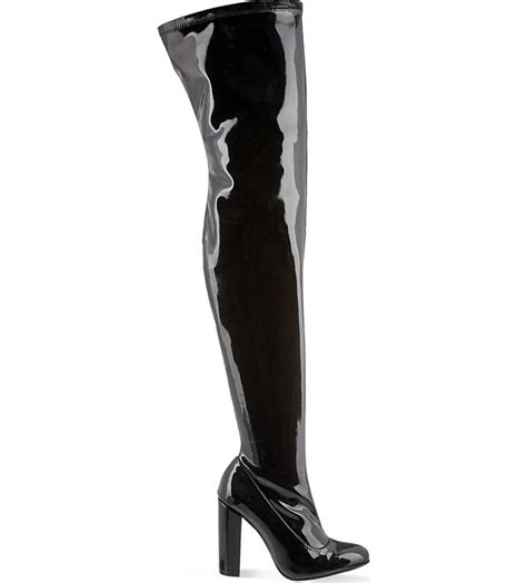 Newest Round Toe High Quality Patent Leather Over The Knee Boots Sexy