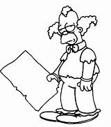 Coloring Simpsons Krusty Clown Printable Kids Hit Show sketch template