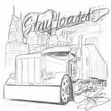 Peterbilt Rigs Trucker Custom sketch template