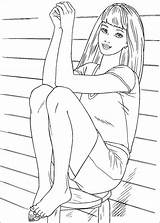 Barbie Coloring Pages Sitting sketch template