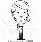 Girl Teenage Adolescent Cartoon Waving Clipart Coloring Friendly Cory Thoman Outlined Vector sketch template