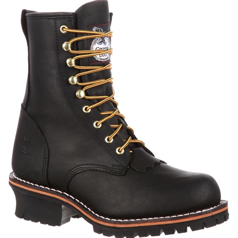mens  black logger work boots georgia boot style