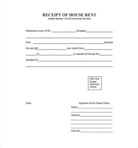 rent receipt template   word excel  format  template