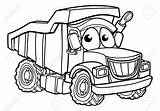 Truck Dump Cartoon Construction Drawing Character Vehicle Lorry Trailer Clip Vector Illustrations Tipper Dumper Getdrawings sketch template