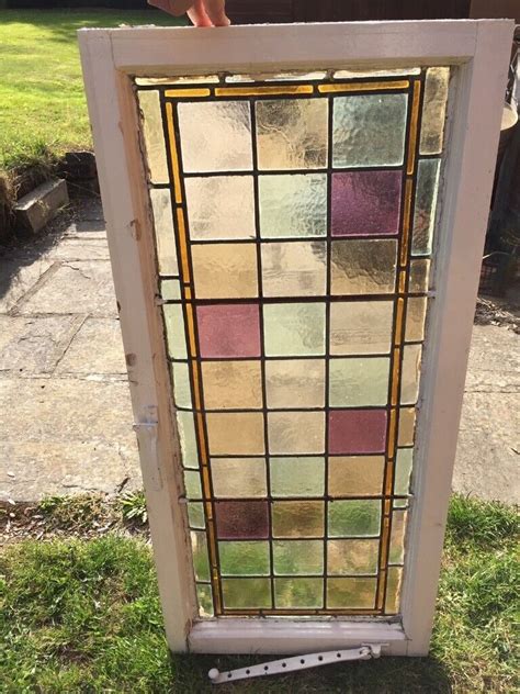 original 1930 s leaded multi coloured stained glass window in earley