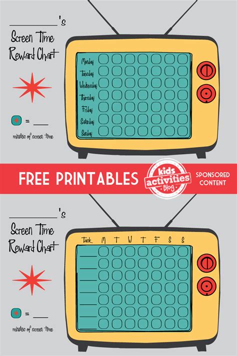 printable screen time reward charts kids activities blog