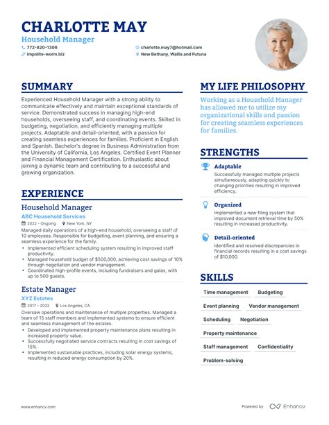 household manager resume examples   guide