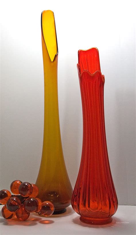 Retro Glass Floor Vase In Persimmon 1960 1970 Retro Art Glass