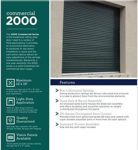 Durosteel Janus 8 Wide By 10 Tall 2000 Series Commercial Roll Up Door
