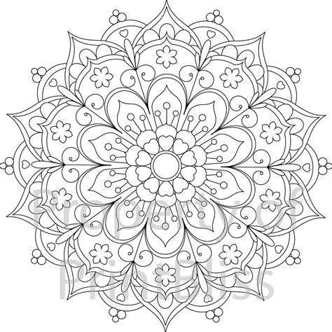 flower mandala printable coloring page etsy canada