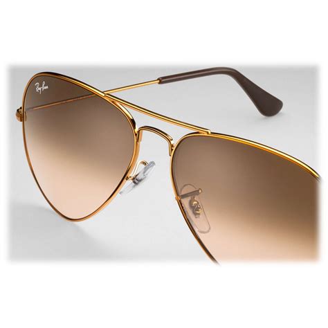 Unisex Ray Ban Aviator Sunglasses Gold Frame Polarized Brown Gradient