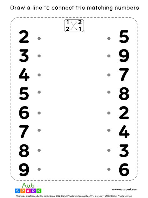 match  numbers  matching worksheet autispark