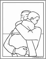 Coloring Father Hug Son Pages Card Dad Fathers Color Printable Traveling Military Colorwithfuzzy Getcolorings Duty Send He When sketch template