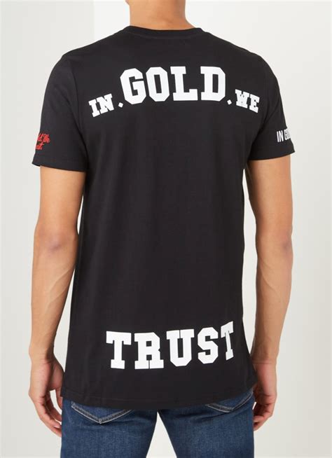 gold  trust  shirt van biologisch katoen met logoprint zwart de bijenkorf