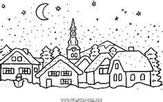 christmas village scene coloring pages sketch coloring page