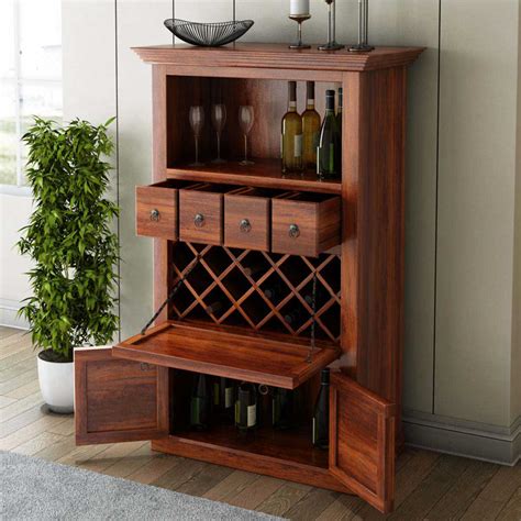 alabama spacious handcrafted solid wood bar cabinet  wine storage