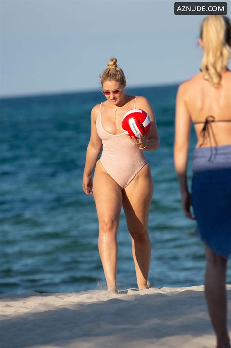 Iskra Lawrence Sexy In A Pink One Piece Swimsuit In Miami Beach Aznude