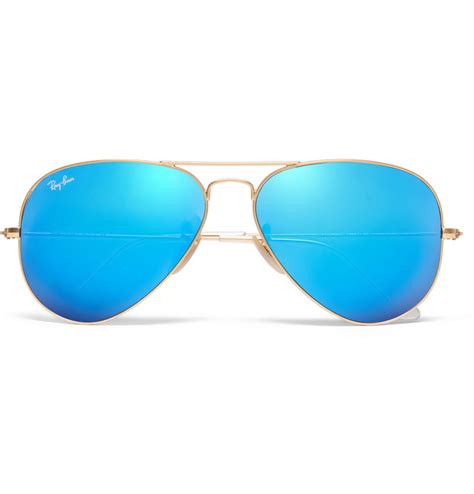 ray ban polarised mirrored metal aviator sunglasses in gold for men