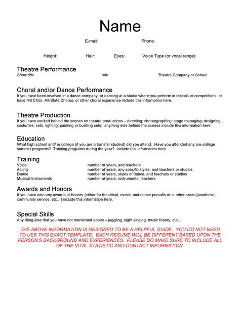 theatrical resume template