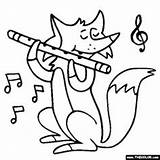 Coloring Flute Instruments Fox Musical Pages Music Color Animals Kids Printable Sheets Instrument Print Getcolorings Play Gif Woodwind Book Categories sketch template