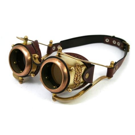 steampunk goggles made of solid brass brown leather gears decor