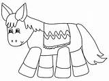 Coloring Pinata Donkey Pages Mexican Template sketch template