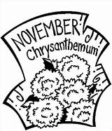 November Coloring Flower Pages Scribblefun Printable Calendar Chrysanthemum Birth sketch template