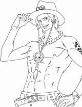 Ace Piece Lineart Portgas Junaidi Muhammed Deviantart Anime Manga sketch template
