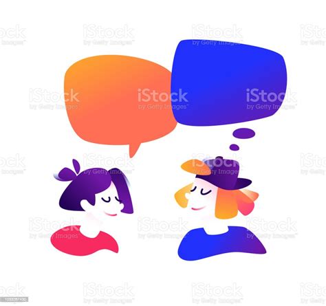 Illustration Of A Communicating Guy And A Girl Cute Characters In A