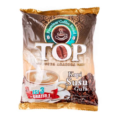 jual top coffee robusta arabica blend instant coffee  milk sugar premix coffee  sachets
