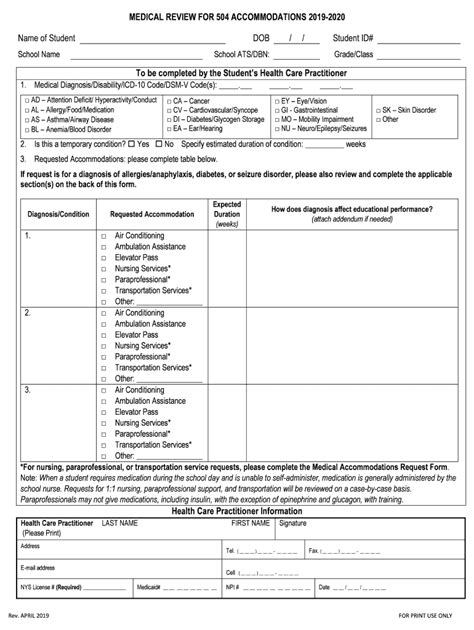 2019 2024 Form Ny Medical Review For 504 Accommodations Fill Online