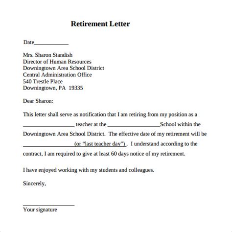 retirement letter    documents   word