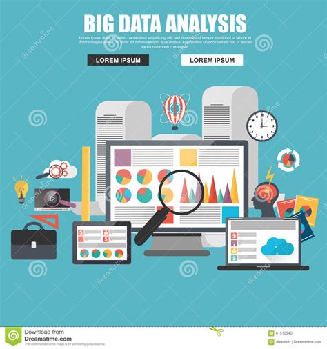 Flat Design Concept Of Business Big Data Analysis Stock