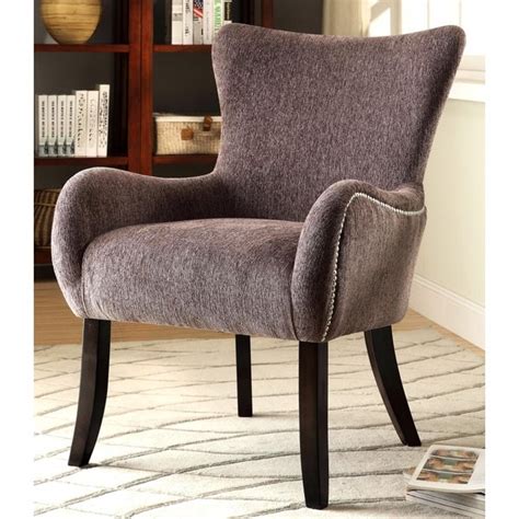 shop casual grey living room accent chair  nailhead trim
