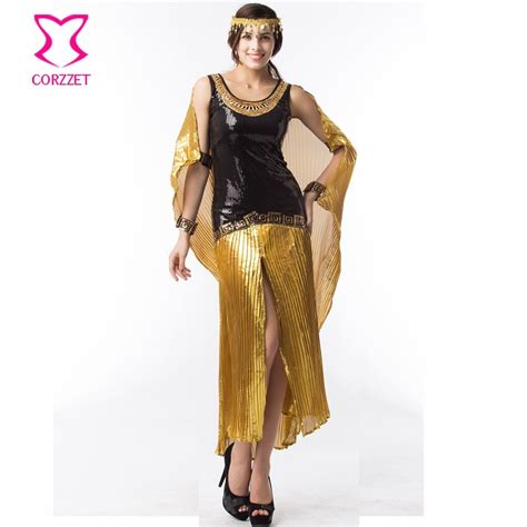 Adult Halloween Games Cosplay Gold Sequin Epyptian Cleopatra Costume