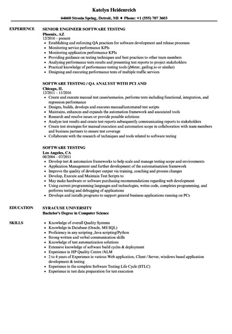 software tester resume sample resume sample
