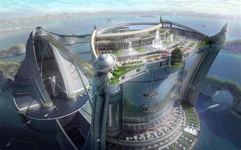 gray building concept illustration digital art science fiction futuristic city hd wallpaper