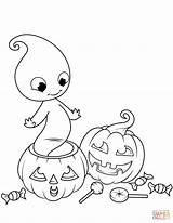 Coloring Cute Ghost Pages Jack Lantern sketch template