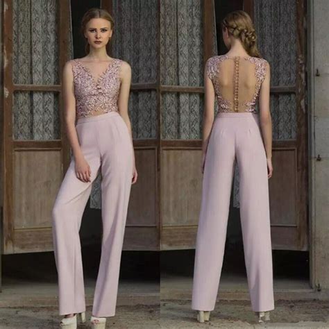 New Design Evening Dresses Women Pant Suits Illusion Back