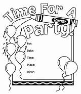 Invitations Coloring Birthday Party Pages Invitation Kids Crayola Color Time Own Cards Drawing Invite Activity Print Printable Template Templates Happy sketch template