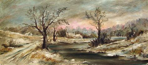 impressionist winter landscape painting chairish