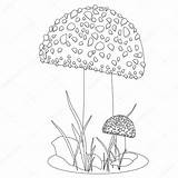 Mushrooms sketch template