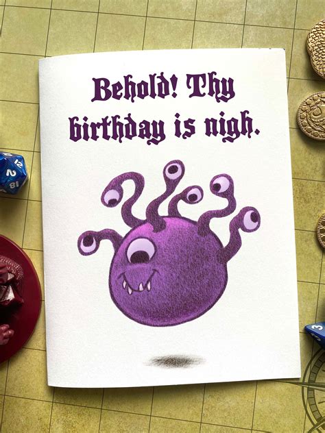 beholder birthday card dnd birthday card nerdy birthday etsy australia