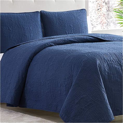mellanni bedspread coverlet set navy comforter bedding cover oversized  piece quilt set
