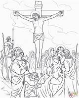 Jesus Coloring Cross Pages Colouring Printable Bible Visit Easter Sheets Station sketch template