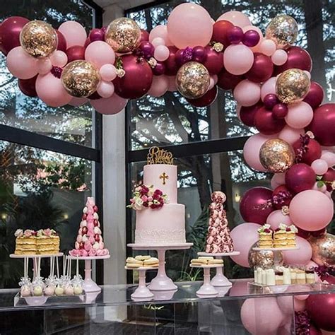 gold confetti maroon pink balloon garland kit bridal shower balloon arch confetti