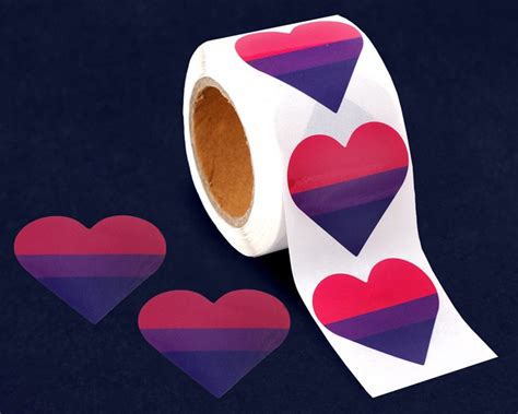 5 Rectangle Bi Pride Heart Stickers Qx Shop
