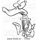Leg Coloring Cartoon Crutches Broken Duck Lame Outlined Injured Using His Vector Crutch Hurt Royalty Stock Template Designs Vecto Rs sketch template