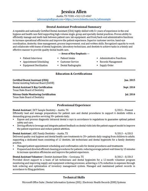 dental assistant resume resume writing services